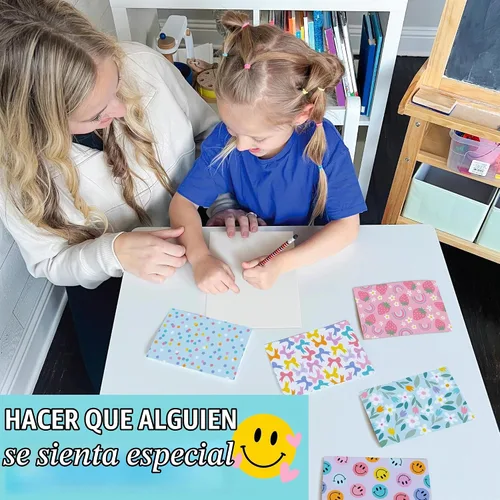 Vista 7 de 24 tarjetas y sobres en blanco para tarjetas de notas en blanco, papelería Pastel colorido 24 piezas