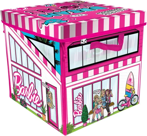Vista 2 de Caja ZipBin con cierres para guardar hasta 40 Barbies; se puede utilizar como casa de muñecas, caja de guardado y alfombra para jugar