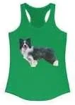 Vista 3 de Border Collie 'Andrew' Women's Racerback Tank LSolid Kelly Green