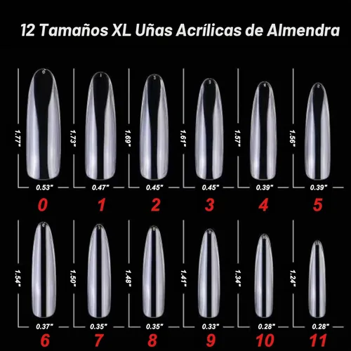 Vista 3 de LoveOurHome 240 puntas de uñas postizas XL de acrílico transparente en forma de almendra, uñas de cobertura completa, uñas postizas extralargas