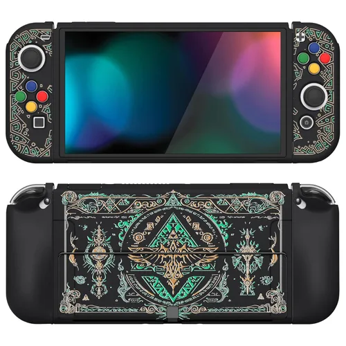 Vista 23 de PlayVital ZealProtect - Funda protectora suave para Nintendo Switch OLED, protector flexible Joycon Grip Cover para Nintendo Switch OLED con tapas