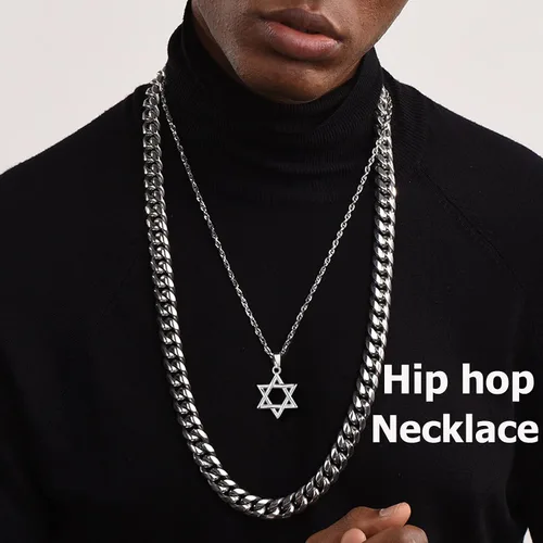 Vista 2 de U7 Star of David Necklace for Men Women GoldStainless Steel Hexagon Pendant with CrossRuby StoneClassic Jewish Isael Necklaces, Length 22" 24" 26