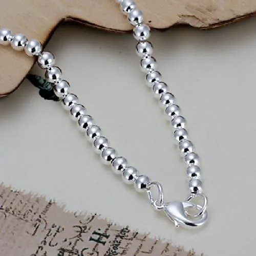 Vista 2 de Cutesmile Joyería de moda 925 plata esterlina 0.157 in Lucky Round Beads pulsera para mujer, Plata