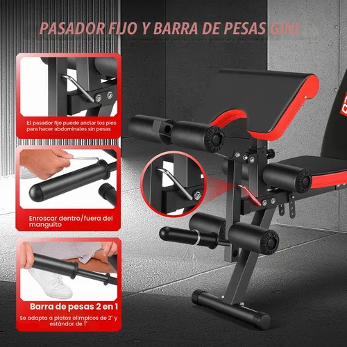 Vista 2 de OPPSDECOR Adjustable Weight Bench with Leg Extension & Leg Curl, Preacher Curl Workout Bench with Wheels, 800LBS ASTM Certified, Flat Incline