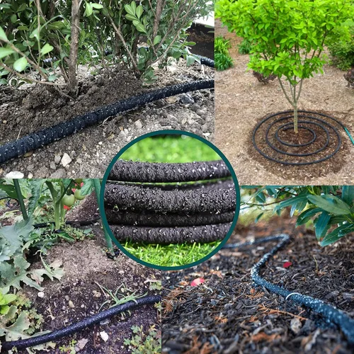 Vista 7 de AEACUS Manguera de remojo de 1/2 pulgada x 50 pies, manguera de jardín con accesorios, manguera de remojo resistente, ahorra un 70% de agua