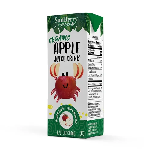 Vista 4 de Sunberry Farms Bebida orgánica de jugo de manzana, paquete de 32 (6.75 onzas líquidas cada uno), sin azúcar añadido, USDA Orgánico, sin gluten, sin