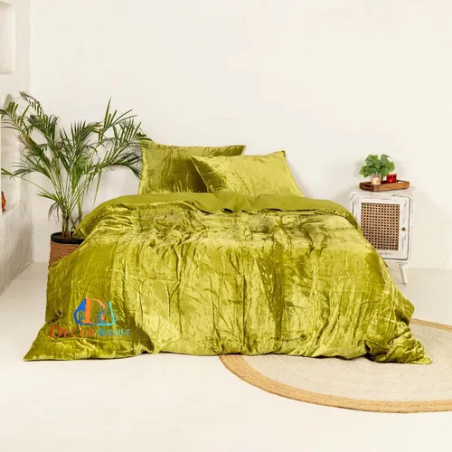 Vista 18 de Funda de edredón de terciopelo sólido ultra-luxe, ropa de cama boho UO, funda de colcha Donna, juego de edredón de 3 piezas, juego de cama de Aqua
