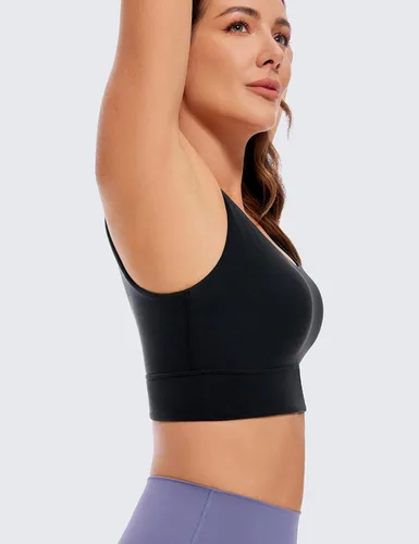 Vista 4 de CRZ YOGA Butterluxe - Brasier deportivo con espalda en U para mujer, cuello redondo, acolchado, de bajo impacto, para entrenamiento, yoga