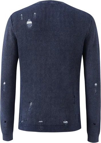 Vista 2 de UD Suéteres de punto acanalado casual con cuello redondo para hombre