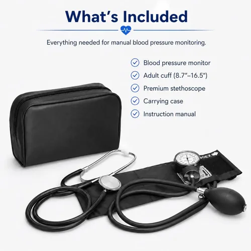Vista 7 de NOVAMEDIC NM-9186 - Kit de máquina manual de presión arterial y estetoscopio para adultos, monitor de presión arterial superior del brazo con puño