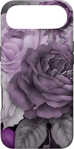 Vista 27 de Purple Watercolor Rose Flower Bouquet on Gray Case for iPhone 17