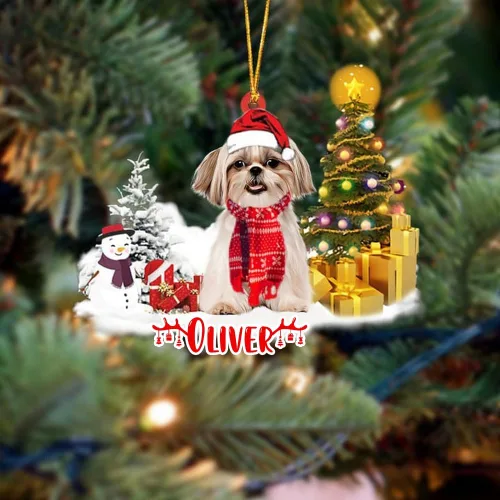 Vista 191 de NAZENTI Adorno personalizado de gato abisinio con árbol de pino, adorno de Navidad personalizado para perros amantes de las mascotas, colgante