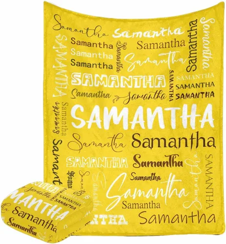 Vista 24 de Manta personalizada con nombre con fuente diferente y colorida para niños, mujeres y hombres, divertida decoración personalizada para el hogar, cama