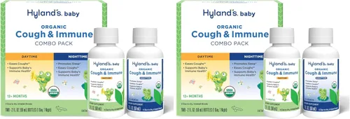 Vista 9 de Hyland's Jarabe orgánico para la tos y apoyo inmunológico para bebés con agave, saúco y granada, alivia la tos y apoya la inmunidad, durante el día