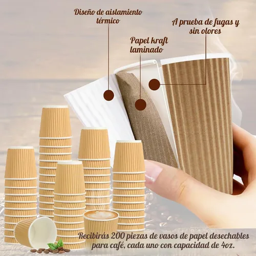 Vista 7 de TINSKY 4oz Disposable Paper Espresso Cups, 200 Pack Small Coffee Cups Papel Kraft