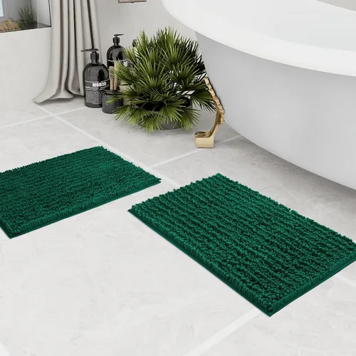 Vista 60 de Walensee Alfombra de baño antideslizante (32x20, azul oscuro) absorbente de agua, súper suave, felpilla peluda, lavable a máquina, se seca