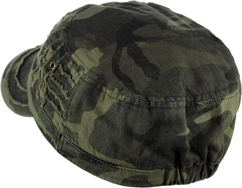 Vista 4 de D&Y Gorra militar unisex de algodón desgastado en capas deshilachado cadete