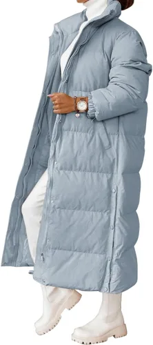 Vista 2 de Zwurew Chaqueta acolchada ligera acolchada para mujer, abrigos largos de primavera e invierno, con cremallera, ropa de abrigo holgada