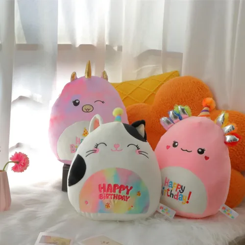 Vista 6 de Almohada suave de peluche de gato de 12 pies, regalo de feliz cumpleaños para niños Soft Stuffed Animal Pillow for Playtime Bedtime Happy Birthday