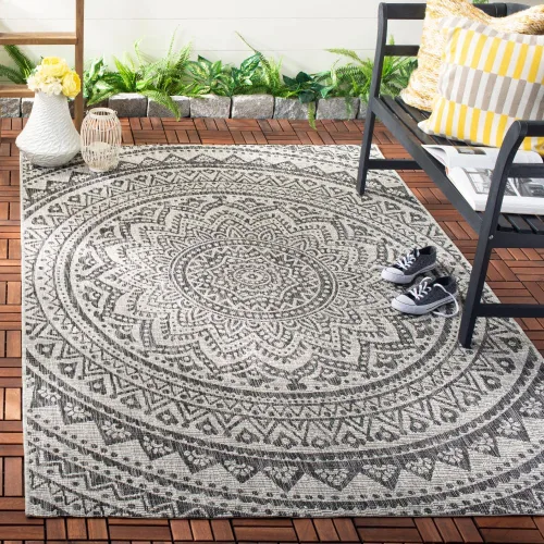 Vista 47 de SAFAVIEH Alfombra lavable al aire libre Courtyard Collection - 2'3" x 5', marfil y verde, no desprende pelusa y fácil limpieza, ideal para patio