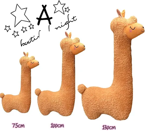 Vista 6 de Almohada de Felpa de Alpaca Llama - Almohada Gigante de Felpa de Alpaca de Cuerpo Largo de 29" - Regalo para Esposa Niña Novia Cumpleaños San Marrón