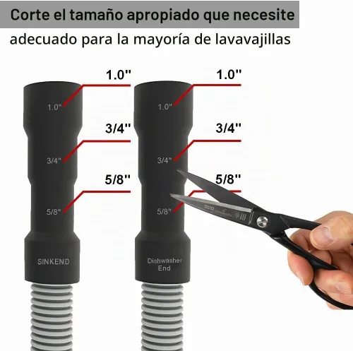 Vista 2 de TTFLEX Manguera de drenaje para lavavajillas de 6 pies, manguera de descarga flexible para lavavajillas con abrazaderas de acero inoxidable