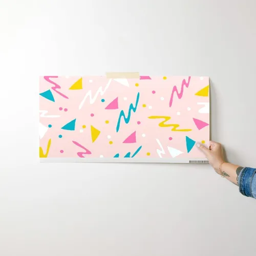 Vista 7 de Papel tapiz para despegar y pegar, diseño retro de los años 80, diseño abstracto de los años 1980, confeti de surf rosa para niños, papel tapiz