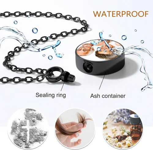 Vista 163 de FindChic Collares personalizados con urna para cenizas, barra vertical, gato, luna, reloj de arena, garra de perro, acero inoxidable, chapado en oro