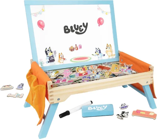 Vista 8 de Bluey 8th Wonder Juego de Casa de Juguete de Madera Portátil, 23 Cm, Juego de Casa de Juguete Portátil con 6 Personajes y Alfombra de Rompecabezas
