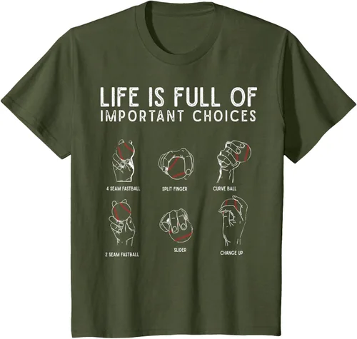 Vista 16 de Tipos de béisbol Pitches Life Choices Jugador Camiseta
