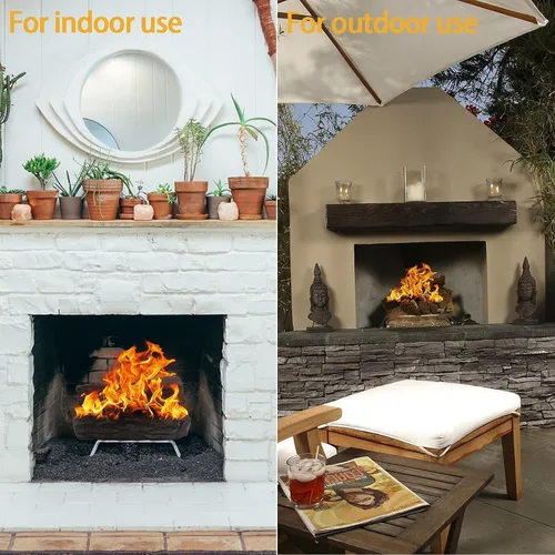 Vista 4 de Troncos de chimenea de gas, 10 troncos de chimenea artificiales pequeños, troncos de gas sin ventilación para gas natural, ventilado, propano