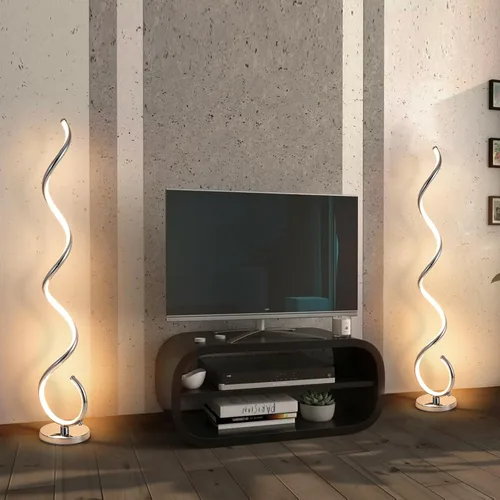 Vista 9 de Lámpara de pie LED en espiral para sala de estar, lámparas de pie modernas de 40 W con control remoto, 3 colores sin escalones, regulable, lámpara