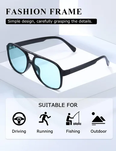 Vista 4 de Gafas de sol clásicas vintage estilo aviador para mujeres y hombres, montura grande retro de los años 70