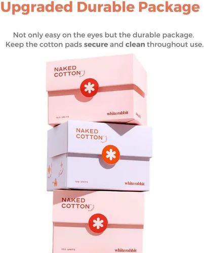 Vista 3 de White Rabbit Naked Cotton Textured - Almohadillas de algodón perforado sin blanquear para tónico, eliminación de maquillaje y máscaras Sin pelusa