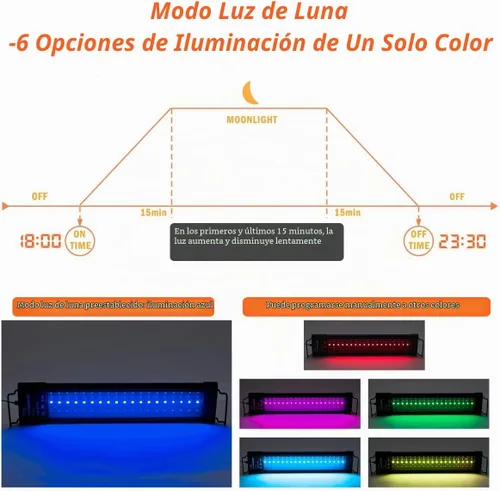 Vista 5 de hygger Luz LED de encendido y apagado automático para acuario de 12 a 17 pulgadas, regulable, 7 colores, espectro completo, para tanque de agua