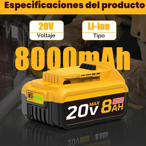 Vista 2 de Reemplazo de 8.0Ah compatible con batería Dewalt 20V Max con alta capacidad Herramientas eléctricas inalámbricas Batería de 20 voltios DCB200 DCB201