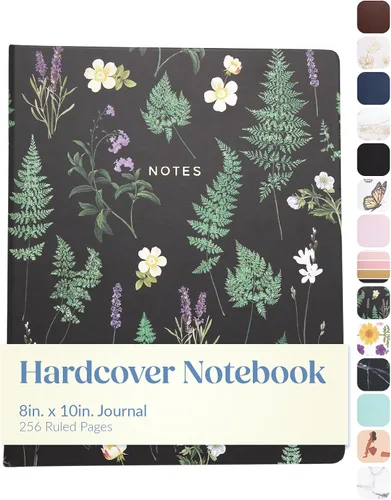 Vista 24 de WORLD TRAVELER Cuaderno de Diario Grande Rayado - Cuaderno de Tapa Dura que se Abre Plano con 2 Marcapáginas de Cinta, Diario de Escritura de Tapa