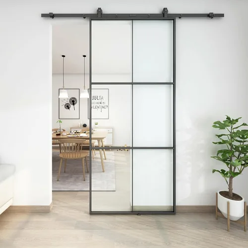 Vista 8 de JUBEST Kit de hardware de puerta de granero montado en la parte superior negra resistente de 6 pies para puerta de vidrio con marco de aluminio