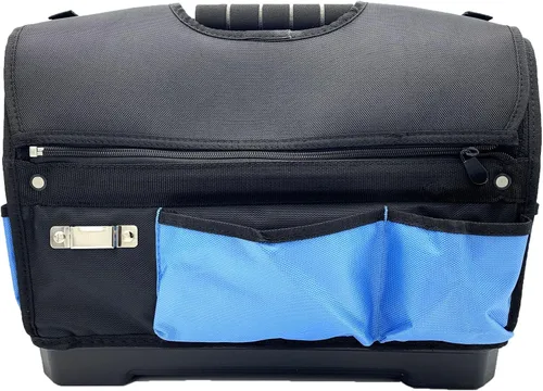 Vista 2 de Parte inferior resistente al agua de 18 pulgadas, 41 bolsillos, bolsa de herramientas, correa de hombro, asa abierta