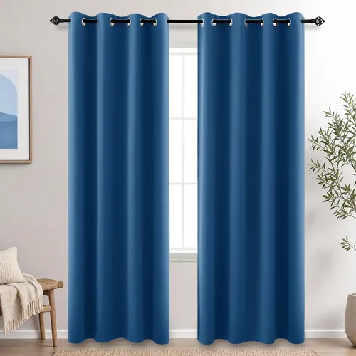 Vista 231 de KOUFALL Cortinas de Baño Aqua para Ventana, Juego de 2 Paneles Decoración Costera Cortinas Cortas Opacas para Ventana Pequeña de Cocina Puerta