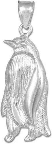Vista 2 de Collar con colgante de pingüino emperador de plata de ley 925 de Reino de los Animales