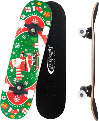 Vista 8 de Nattork - Monopatín completo de 31 pulgadas, patinetas estándar para principiantes, patinetas de trucos de 9 capas de madera de arce canadiense