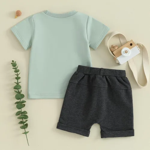 Vista 31 de Conjunto de camiseta de manga corta para bebé niño y niña, camiseta de manga corta, pantalones cortos casuales, ropa para recién nacidos, 6, 12, 18