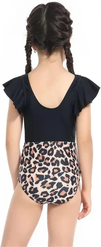Vista 5 de Traje de baño infantil para niños, adolescentes y niñas, trajes de baño de una pieza para niños, trajes de baño negros con almohadillas