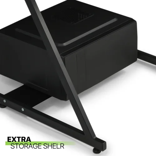 Vista 5 de Magshion Escritorio de computadora para espacios pequeños, escritorio pequeño para juegos con marco en forma de Z de 32 pulgadas, mesa compacta