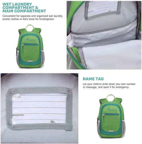 Vista 6 de MOUNTAINTOP Mochila infantil para niños y niñas, bolsa de jardín de infantes preescolar