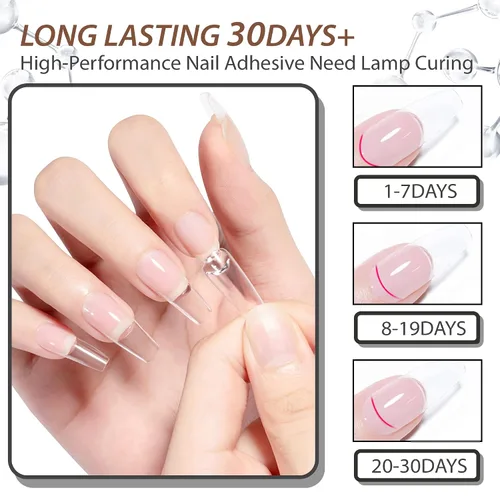 Vista 4 de UNA GELLA Kit de extensión de uñas de gel con puntas de uñas de gel suave, puntas de uñas de almendra, 504 piezas con pegamento de uñas de gel