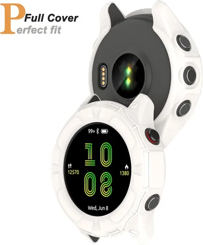 Vista 3 de Miimall Compatible con Garmin Forerunner 955, resistente a los arañazos, TPU militar, funda protectora para Garmin Forerunner 955/955 Solar (blanco)