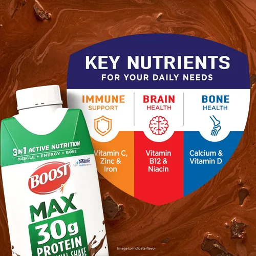 Vista 2 de BOOST MAX Batidos de Proteína Listos para Beber - Batido Alto en Proteínas de 30g - Chocolate Bebidas Nutricionales para Apoyar la Recuperación
