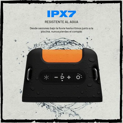 Vista 4 de Skullcandy Stomp - Altavoz Bluetooth – Altavoz inalámbrico portátil impermeable IPX7, con luces LED y modos de estroboscopio, batería de 12 horas
